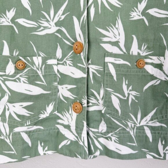 Orvis Green Leaf bamboo Print button denim jacket 12 - Picture 4 of 11